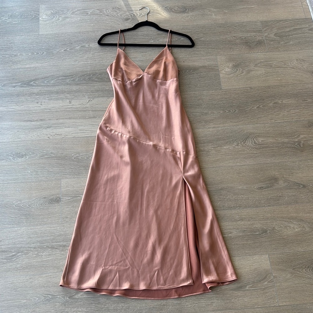 Elegant Pink Satin Slip Dress